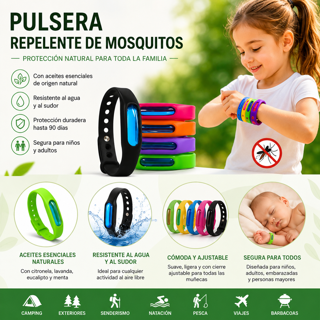 🦟 Pulsera Antimosquitos Natural NiUnaPicadura®